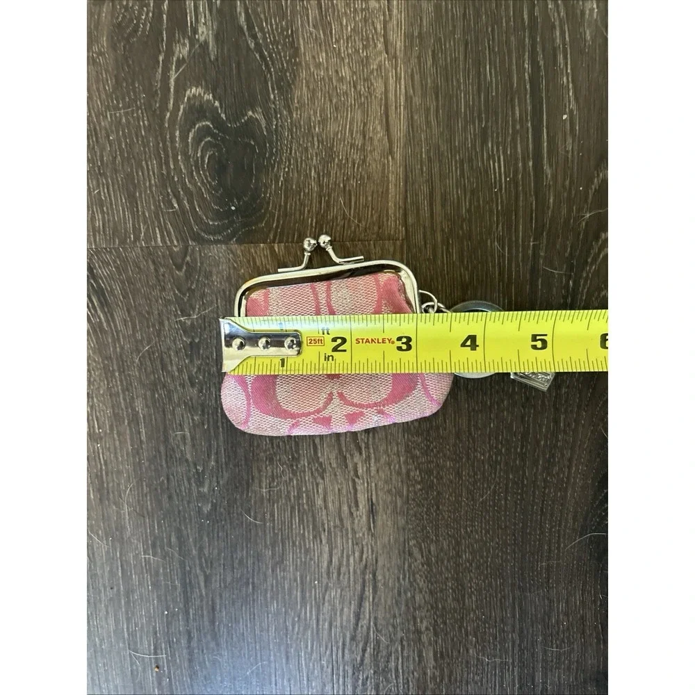 Vintage‎ Coach Ltd Ed Optic Mini Pink Kisslock Signature Coin Purse Rare SO CUTE